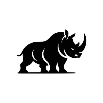 Majestic Rhino Logo Template with Silhouette Icon of Endangered African Rhinoceros vector