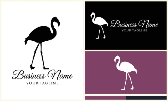 silhouette stork flamingo logo template vector