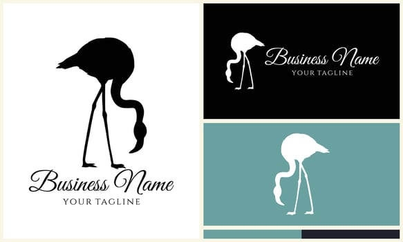 silhouette stork flamingo logo template vector