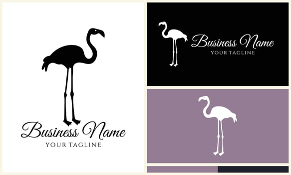 silhouette stork flamingo logo template vector