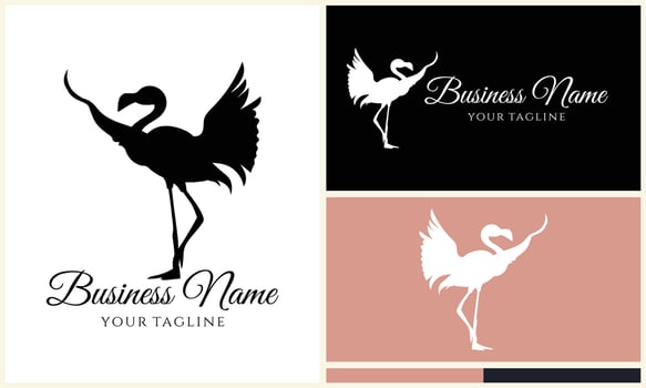 silhouette stork flamingo logo template vector