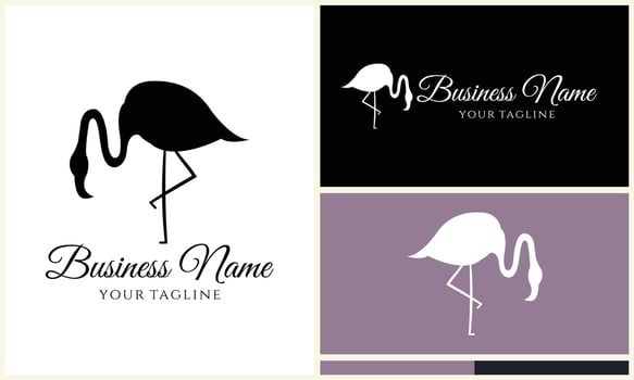 silhouette stork flamingo logo template vector