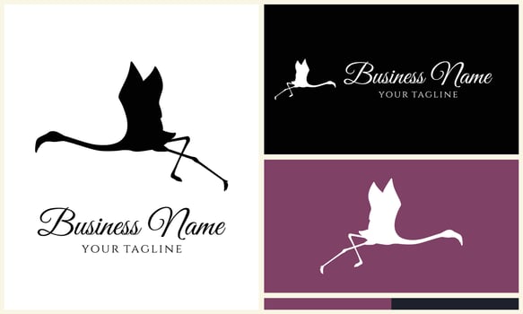 silhouette stork flamingo logo template vector