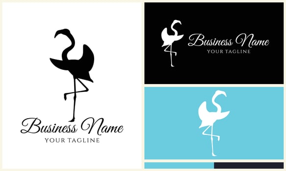 silhouette stork flamingo logo template vector