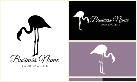 silhouette stork flamingo logo template vector