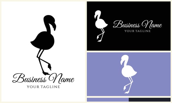 silhouette stork flamingo logo template vector