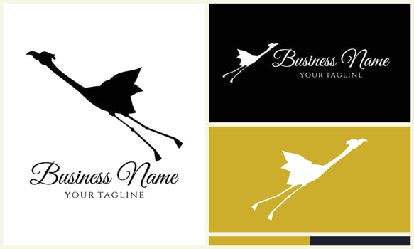 silhouette stork flamingo logo template vector