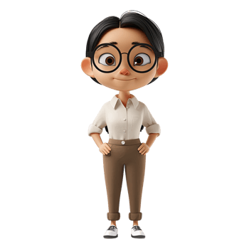 AI generated 3D Cute cartoon female teacher character on transparent background png