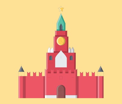 kremlin clock building sight architecture russia vector