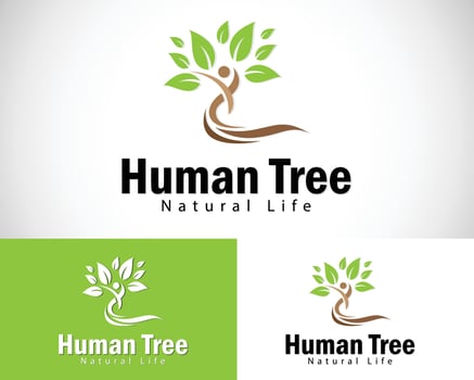 human tree logo creative nature design concept herbal yoga vector