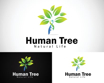 human tree logo creative genetics design concept leave vector