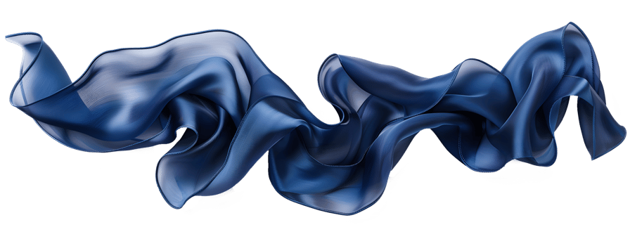 AI generated Wavy smooth elegant blue silk or satin luxury cloth PNG