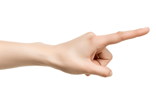 AI generated side view female hand pointing finger PNG