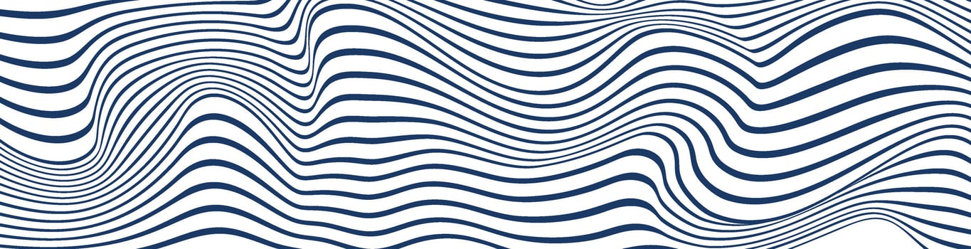 Minimalistic abstract pattern with wavy lines and stripes, curving in geometric dance. Black and white simplicity in graphic design. Flat vector illustration isolated on white background.