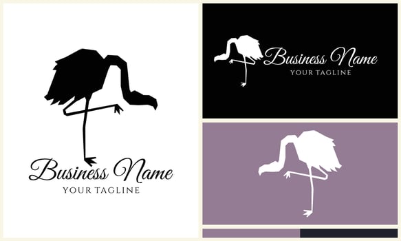 silhouette flamingo vector logo template