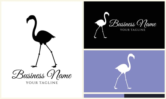 silhouette flamingo vector logo template