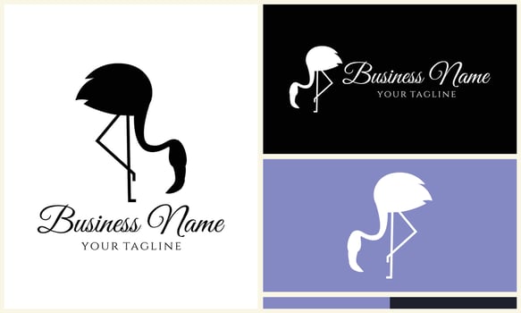 silhouette flamingo vector logo template