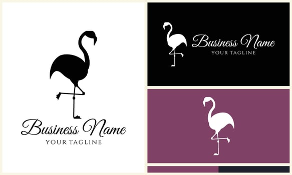 silhouette flamingo vector logo template