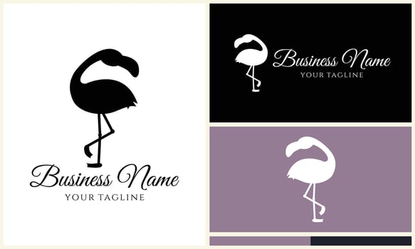 silhouette flamingo vector logo template