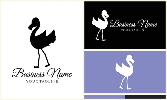 silhouette flamingo vector logo template
