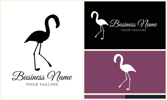silhouette flamingo vector logo template