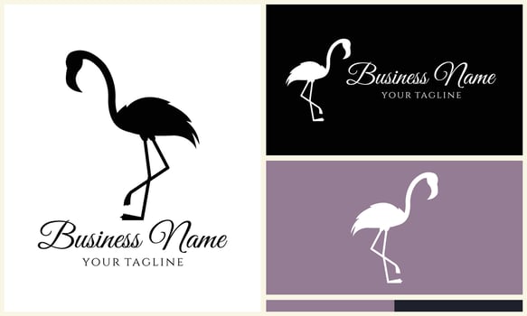 silhouette flamingo vector logo template