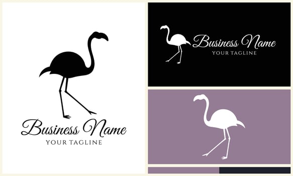 silhouette flamingo vector logo template