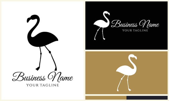 silhouette flamingo vector logo template