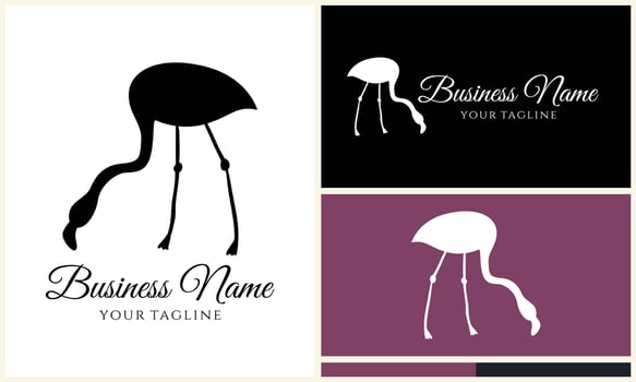 silhouette flamingo vector logo template