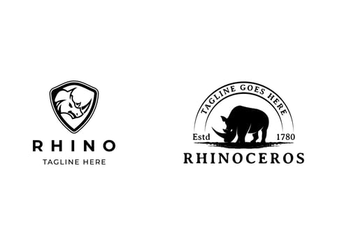 Head rhino logo design. Rhinoceros vector illustration