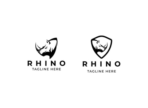Head rhino logo design. Rhinoceros vector illustration