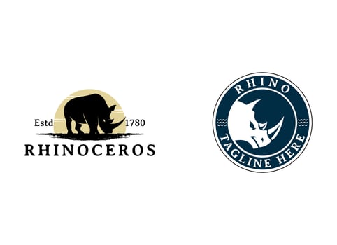 Head rhino logo design. Rhinoceros vector illustration