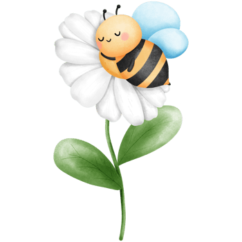 Bee sleeping on white daisy flower clipart, Watercolor cute insect illustration, Baby animal with floral art. png