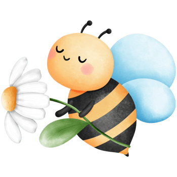Honey bee with white daisy flower watercolor clipart, Hand drawn cute baby bumblebee and floral illustration for springtime. png