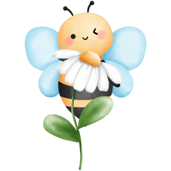 Little bee with white daisy flower watercolor clipart, Hand drawn cute baby bumblebee and floral illustration. png