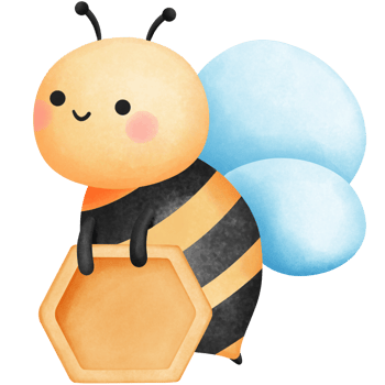 Honey bee holding a honeycomb watercolor clipart, Hand drawn cute baby bumblebee and beehive illustration. png