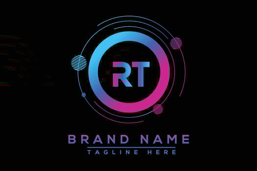 Blue RT letter logo design. Vector logo design for business.