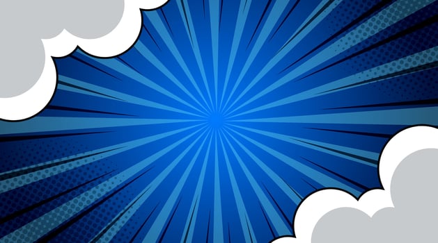 Pop art comic background with clouds. Cartoon Vector Illustration