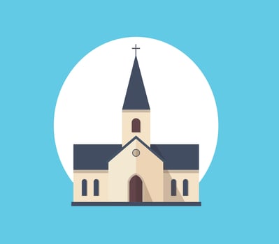 minimal church building architecture vector illustration