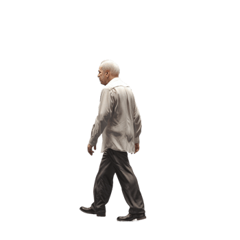 AI generated Senior Man in Elegant Beige Attire Walking with Purpose - Isolated Side View png
