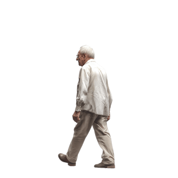 AI generated Senior Man in Elegant Beige Attire Walking with Purpose - Isolated Side View png