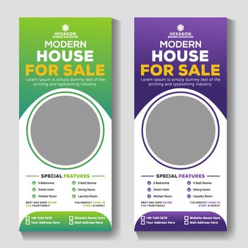 Modern real estate Roll up banner stand template design vector