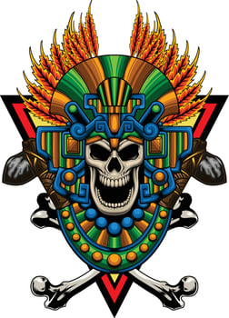 Vector illustration of aztec skull