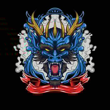 vector illustration of japanese dragon head