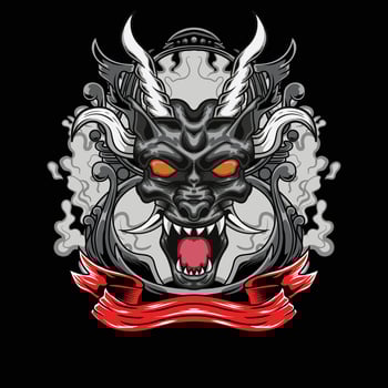 vector illustration of japanese dragon head