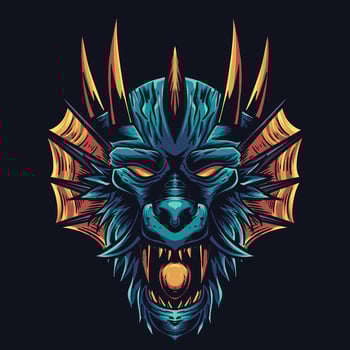 vector illustration of japanese dragon head