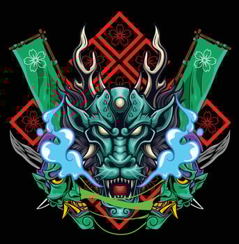 vector illustration of japanese dragon head