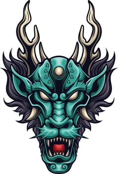 vector illustration of japanese dragon head