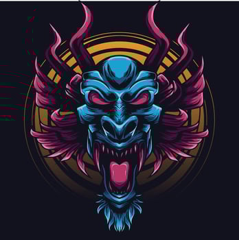 vector illustration of japanese dragon head