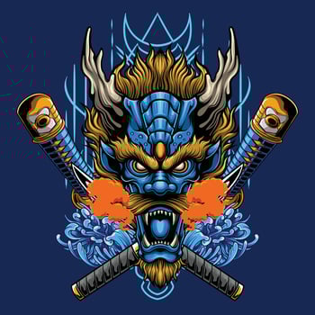 vector illustration of japanese dragon head